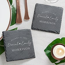 Simply Us Engraved Wedding Slate Coaster Set - 44686