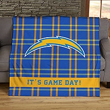 NFL Plaid Pattern Los Angeles Chargers Personalized Blankets - 44699
