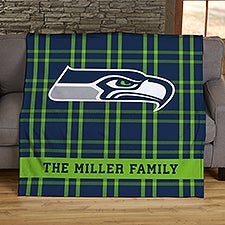 NFL Plaid Pattern Seattle Seahawks Personalized Blankets - 44704