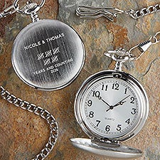 Anniversary Tally Engraved Silver Pocket Watch - 44759