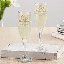 Years Together Anniversary Personalized Champagne Flute Set  - 44943