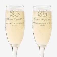Years Together Anniversary Personalized Champagne Flute Set  - 44943