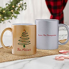 Abstract Christmas Tree Personalized 11 oz. Glitter Coffee Mug - 45198