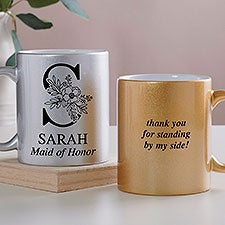 Floral Bridesmaid Personalized 11 oz. Glitter Coffee Mug - 45201