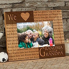 Personalized Wood Picture Frame with Engraved Names - 4524