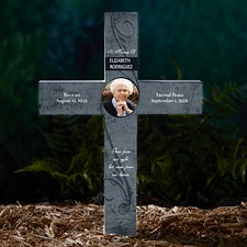 Forever In Our Hearts Personalized Light Up Photo Cross Garden Stake - 45341