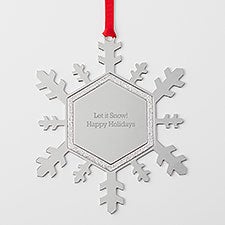 Engraved Silver Sparkling Snowflake Metal Ornament    - 45395