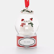 Engraved Kissing Polar Bears Snow Globe Ornament     - 45413