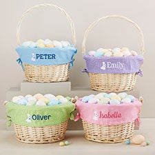 Bunny Name Embroidered Willow Easter Basket - 45534