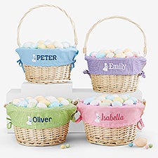 Bunny Name Embroidered Willow Easter Basket - 45534