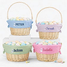 Bunny Name Embroidered Willow Easter Basket - 45534