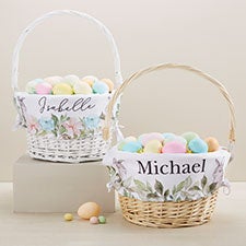 Floral Bunny Personalized Easter Basket  - 45537