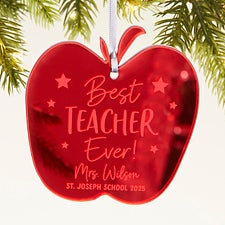 Best Teacher Personalized Apple Christmas Ornament  - 45719