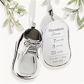Personalized Silver Baby Bootie Metal Ornament - 45762