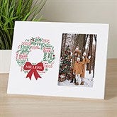 Merry Mistletoe Wreath Personalized Off-Set Picture Frame - 45770
