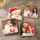 Holiday Photo Personalized Tumbled Stone Coaster Set  - 45788