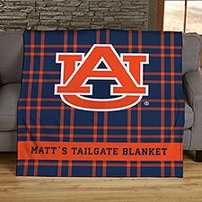 NCAA Plaid Auburn Tigers Personalized Blankets - 45816