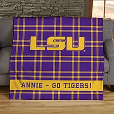 NCAA Plaid Louisiana State University Personalized Blankets - 45817