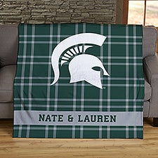 NCAA Plaid Michigan State Spartans Personalized Blankets - 45823