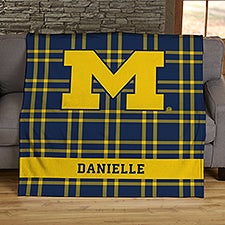 NCAA Plaid Michigan Wolverines Personalized Blankets - 45824