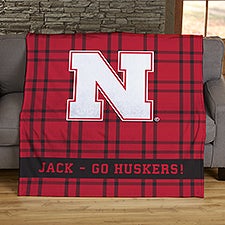 NCAA Plaid Nebraska Cornhuskers Personalized Blankets - 45825