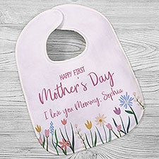 Floral First Mothers Day Personalized Baby Bib - 45848