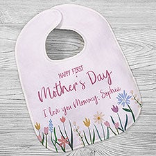 Floral First Mothers Day Personalized Baby Bib  - 45848