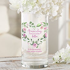 A Moms Hug Personalized Cylinder Glass Flower Vase - 45867