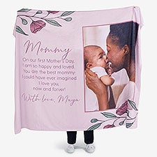 Floral Message for Mom Personalized Blanket - 45896