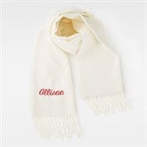 Embroidered Soft Fringe Scarf in Solid Creme - 45904