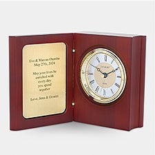 Engraved Wood Small Book Clock & Keepsake - 45929