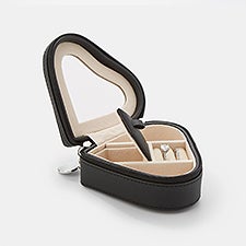 Engraved Heart Jewelry Box and Travel Case in Black - 45937
