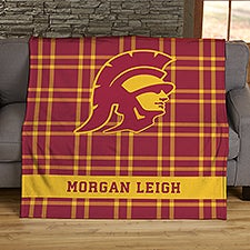 NCAA Plaid USC Trojans Personalized Blankets - 45945