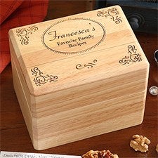 Engraved Wooden Recipe Box - Family Favorites - 4595