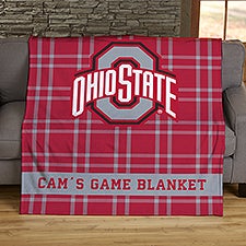 NCAA Plaid Ohio State Buckeyes Personalized Blankets - 45950