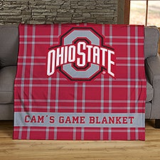 NCAA Plaid Ohio State Buckeyes Personalized Blankets - 45950
