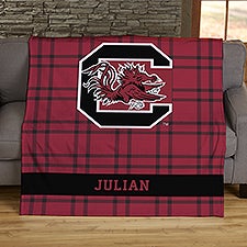 NCAA Plaid South Carolina Gamecocks Personalized Blankets - 45958