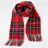 Embroidered Soft Fringe Scarf in Tartan Red Plaid  - 45969
