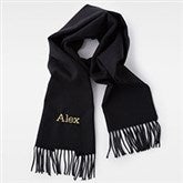 Embroidered Soft Fringe Scarf in Solid Black   - 45971