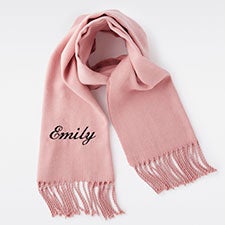 Embroidered Soft Fringe Scarf in Solid Blush - 45977