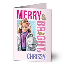 Merry & Bright Barbie™ Personalized Christmas Greeting Card - 46012