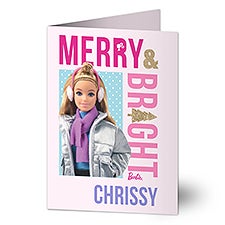 Merry  Bright Barbie™ Personalized Christmas Greeting Card - 46012