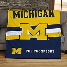 NCAA Stripe Michigan Wolverines Personalized Blankets - 46019