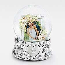Engraved Musical Floral Photo Snow Globe - 46042