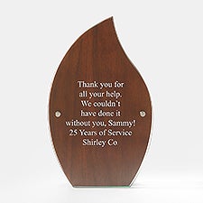 Engraved Flame Wood  Glass Recognition Award - 46069