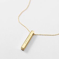 Engraved Gold Over Sterling Silver Vertical Cube Necklace   - 46079