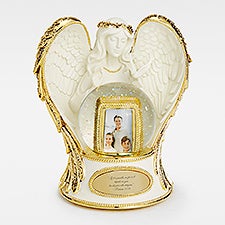 Family Gold  Ivory Guardian Angel Engraved Snow Globe - 46129