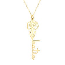 January Birth Flower Carnation Name Necklace  - 46135D