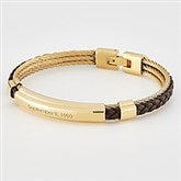 Engraved Brown and Golden Corded ID Bracelet - 46183