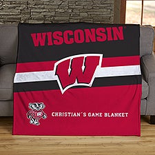 NCAA Stripe Wisconsin Badgers Personalized Blankets - 46225